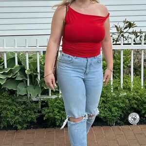 Abercrombie Model Blend Twist Shoulder Top